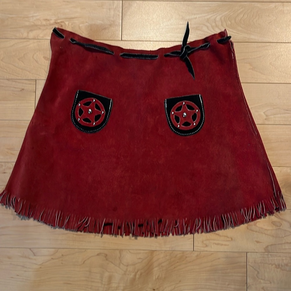 Vintage 1960s Western Deputy Suede Fringe Miniskirt